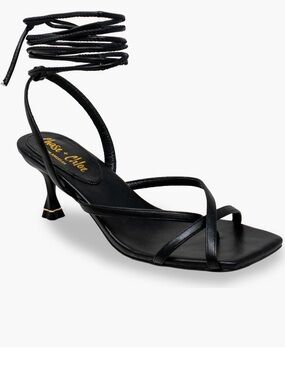 CHASE + CHLOE Black Itaty Ankle Wrap Sandal